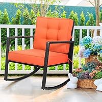 Tangkula Outdoor Glider Rattan Rocker Chair w/5-in Cushion Deals