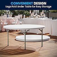 Flash Furniture 5-FT Round White Plastic Folding Banquet Table Deals